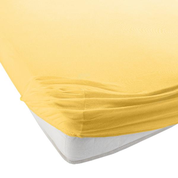 Lenzuolo matrimoniale in jersey di qualità, 100% cotone, giallo granturco, 160 x 200 cm
