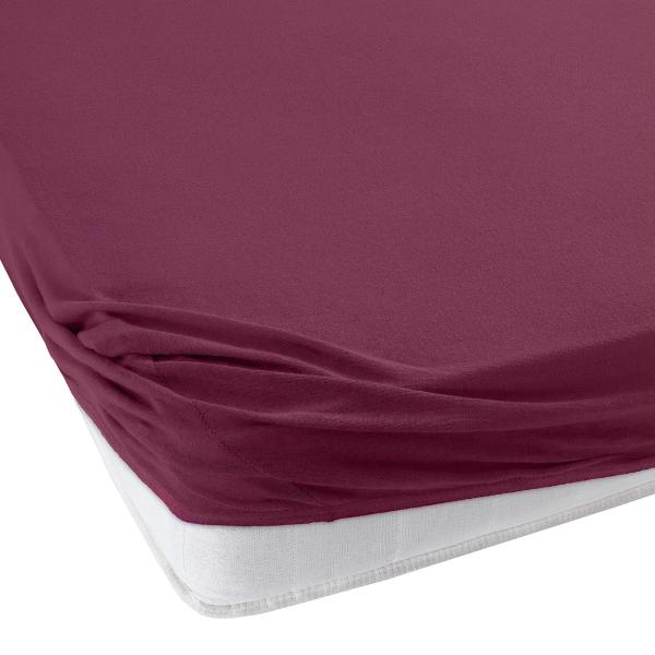 Lenzuolo matrimoniale oversize/extra length in jersey di qualità, 100% cotone, bordeaux, 200 x 220 cm