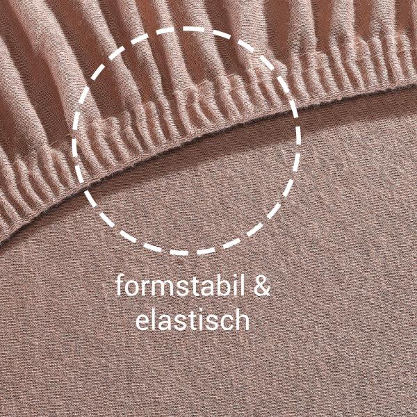 Einzelbett Fixleintuch Premium Qualität – 100% Heavy Jersey Baumwolle Öko-Tex 100 – 90x200cm, nougat, bügelfrei, waschbar 60°C – atmungsaktiv & formstabil