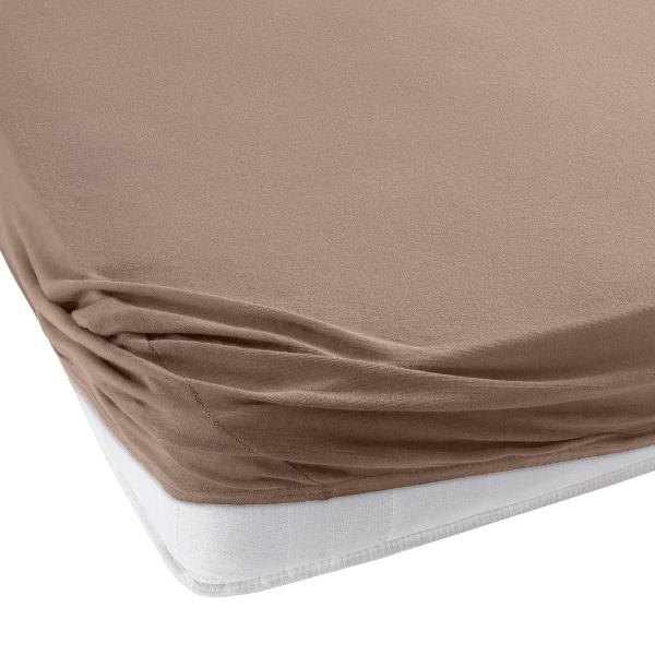 Einzelbett Fixleintuch Premium Qualität – 100% Heavy Jersey Baumwolle Öko-Tex 100 – 90x200cm, nougat, bügelfrei, waschbar 60°C – atmungsaktiv & formstabil