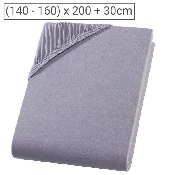 Drap-housse jersey premium pour lit double, 100% coton, gris, 160 x 200 cm