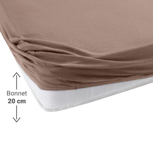 Drap-housse jersey pour sur-matelas de sommier, nougat