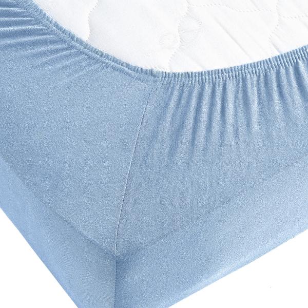 Superb Qualitäts-Jersey Fixleintuch hellblau 200x220cm - Ideal für Wasser- & Boxspringbetten - Hoher 40cm Steg, 97% Baumwolle, Öko-Tex Standard 100