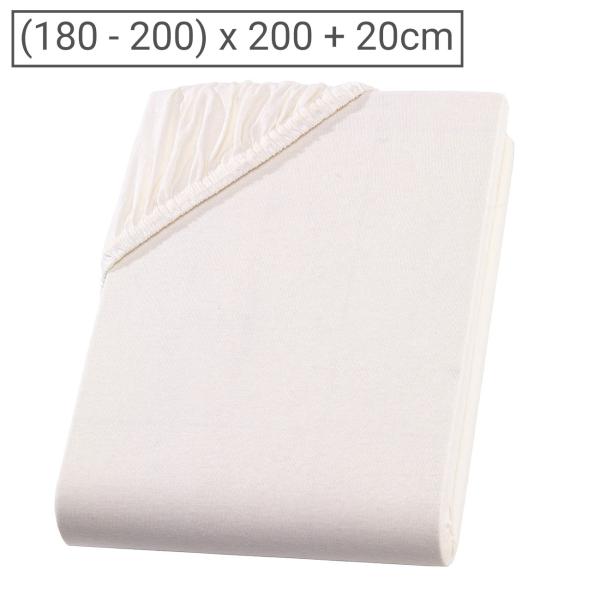 Drap-housse en jersey Premium – pour surmatelas 2 places, extra-large – nature