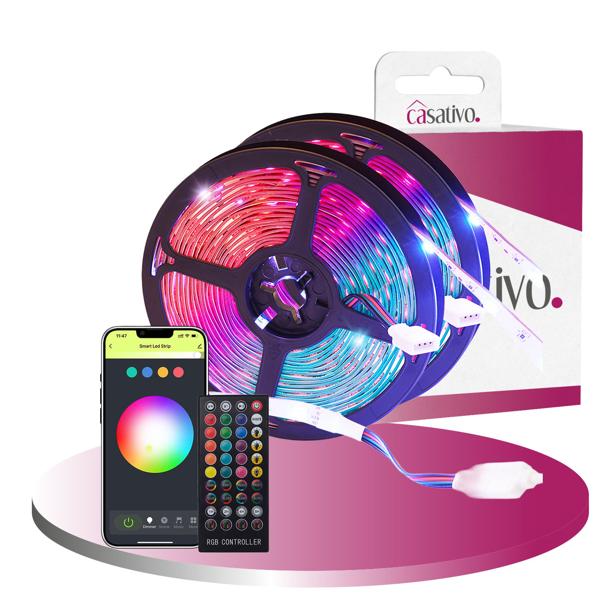 LED Streifen, WLAN, RGB, 10m, 300 LEDs, 16 Mio Farben, Fernbedienung, App-, Sprach- u. Musik-Steuerung, komp. zu Google, Siri, Alexa, Tuya 