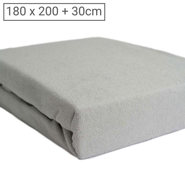 Lenzuolo fisso oversize in spugna di lusso, 80% cotone, 20% microfibra, argento, 180 x 200 cm