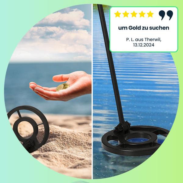 Profi Metalldetektor, digital, wasserdicht, LCD Display, Erkennung unterschiedlicher Metalle, Pinpointing-Funktion, Tiefensuche ohne Störung