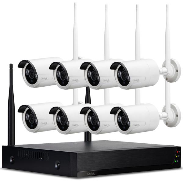 Profi Funk-Überwachungssystem, 8 QHD-2K Kameras & HDD-Rekorder, Tuya App mit Live Fernzugriff, Nachtsicht mit IR-LEDs, wetterfest - IP66