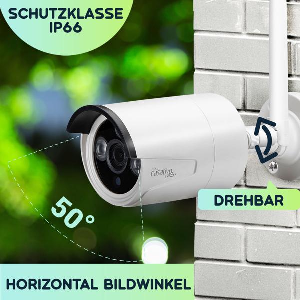 Profi Funk-Überwachungssystem, 8 QHD-2K Kameras & HDD-Rekorder, Tuya App mit Live Fernzugriff, Nachtsicht mit IR-LEDs, wetterfest - IP66