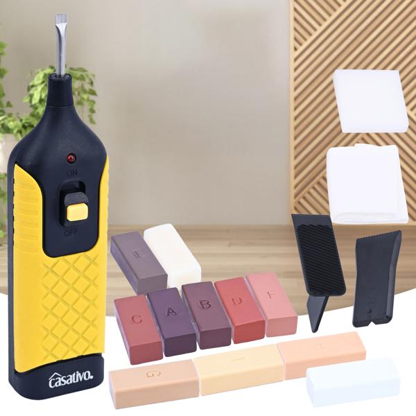 Bewährtes Reparaturkit für Holz-, Laminat- Kork- und Parkettböden, Hartwachs, 11 verschiedene Farben, auch bei Holzmöbeln einsetzbar