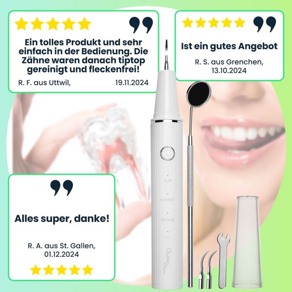 Effektiver Ultraschall-Zahnsteinentferner mit HD-Kamera (weiss): Akku-betriebener Plaque-Entferner für strahlend saubere Zähne