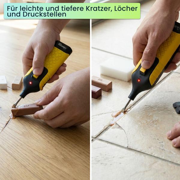 Professionelles Reparatur-Set zum Ausbessern von  Fliesen, Kacheln, Marmor, Steingut, Hartwachs u. Wachsschmelzer, originalgetreue Ergebnisse