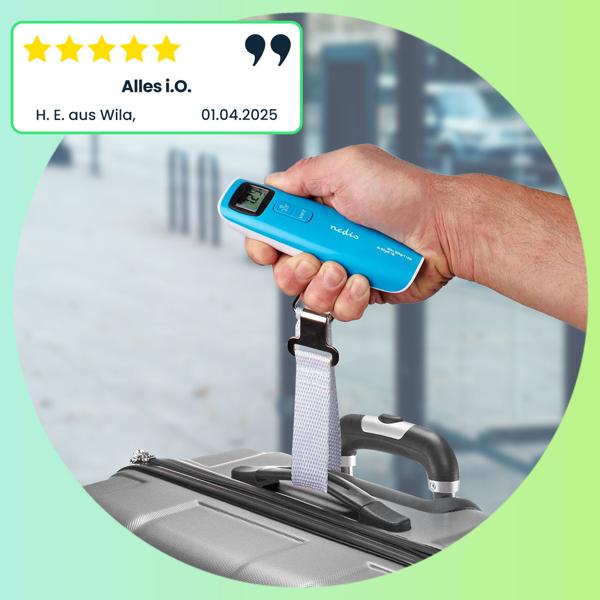 Präzise digitale Kofferwaage mit gut ablesbarem LCD-Display – ideal für Reisen, wiegt Gepäck bis 50 kg, kompakt, leicht, handlich & benutzerfreundlich