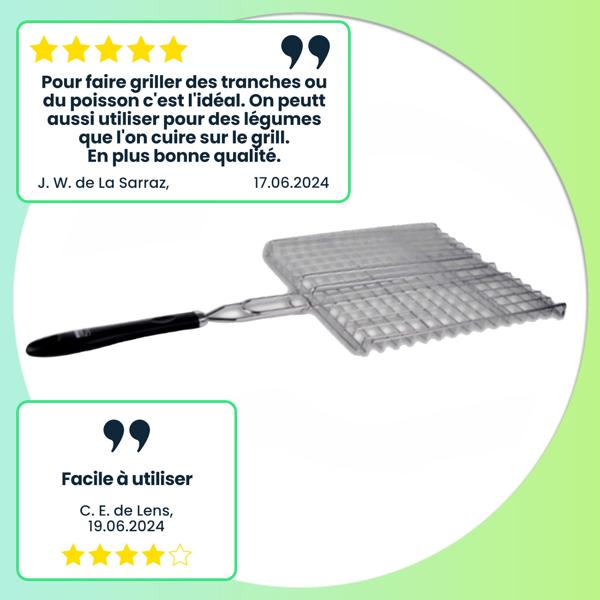 Panier à Barbecue Inoxydable - Idéal Viandes, Poissons, Légumes, Steaks, Crevettes - Avec Poignée - 59x29cm - Cuisson Uniforme