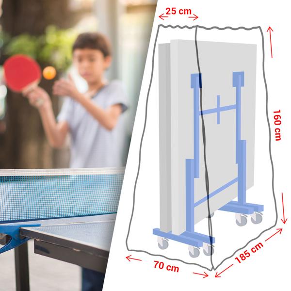 Abdeckplane für Tischtennisplatten, 185x160x70 cm – Wetterfeste, UV-beständige & reissfeste Hülle mit stabilen Metall-Ösen