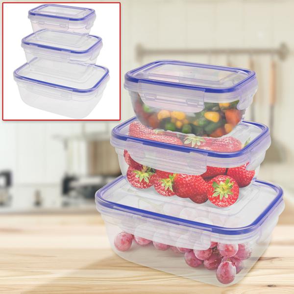 Frischhaltedosen 3er-Set - Vorratsdosen für Kühlschrank, Arbeit & Schule - 400/800/1400 ml transparent - Spülmaschinenfest & Silikondichtung