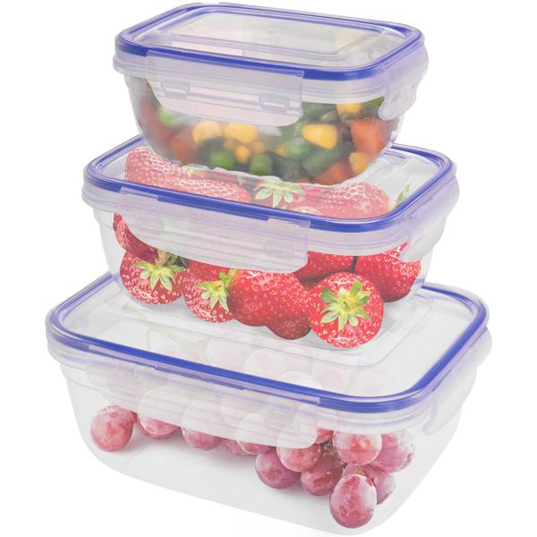 Frischhaltedosen 3er-Set - Vorratsdosen für Kühlschrank, Arbeit & Schule - 400/800/1400 ml transparent - Spülmaschinenfest & Silikondichtung