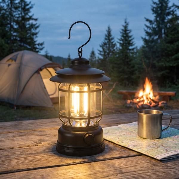 Affascinante lampada da campeggio retrò ricaricabile via USB: Luce da tenda portatile e a risparmio energetico in stile vintage, ambiente accogliente per il campeggio, il balcone e il giardino, il tuo compagno di stile