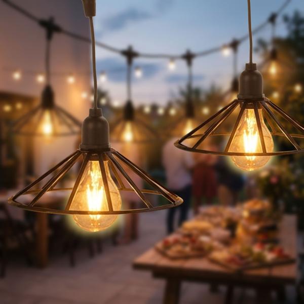 Catena luminosa decorativa a lampadine LED: 6 LED, nera, per uso interno ed esterno, IP44 - ideale per feste in giardino e festival