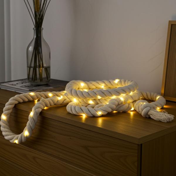 Stimmungsvolle LED-Seil-Lichterkette, warmweiss, 5m: Flexible Beleuchtung für Innen & Aussen, für Garten, Balkon & Ambiente