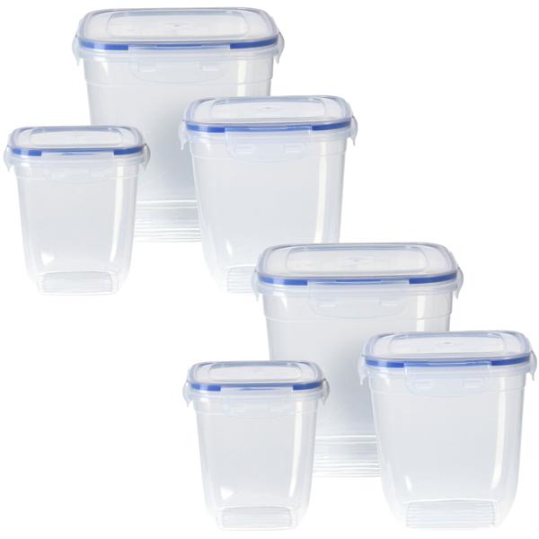 Vorratsdosen 6er-Set transparent - Hygienische Lebensmittelaufbewahrung Müsli Mehl Zucker Reis - Spülmaschinenfest - 2x 1100/1950/3250ml