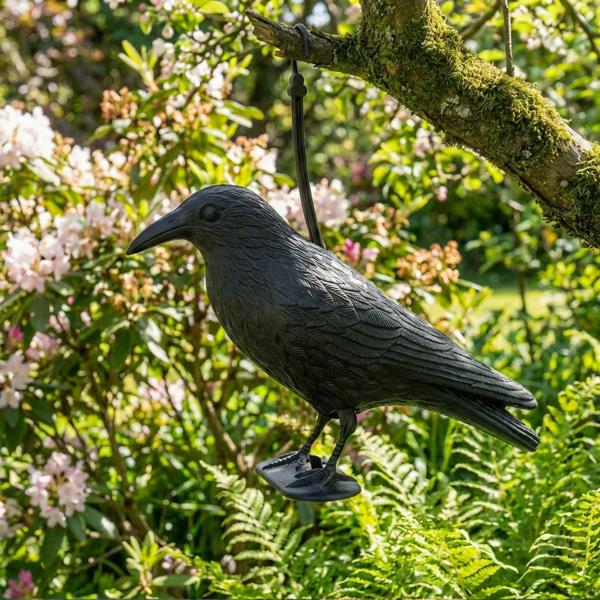 Corvo nero resistente alle intemperie per la difesa dagli uccelli - 35 x 19 x 13 cm - protezione da piccioni, passeri, ecc. - resistente ed efficace per giardino, balcone e tetto