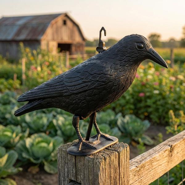 Corvo nero resistente alle intemperie per la difesa dagli uccelli - 35 x 19 x 13 cm - protezione da piccioni, passeri, ecc. - resistente ed efficace per giardino, balcone e tetto