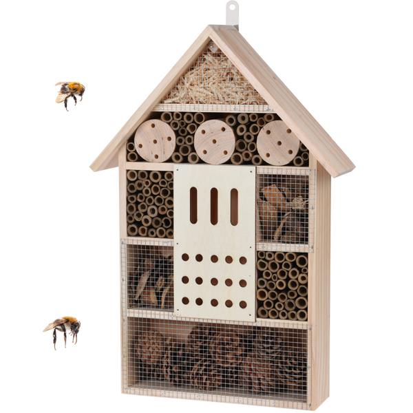 2er-Set Insektenhotel - sicheres Zuhause für Wildbienen, Marienkäfer & Co. - 51x35x10cm - Kiefernholz, Bambus - optimaler Vogelschutz, Nisthilfe 2kg