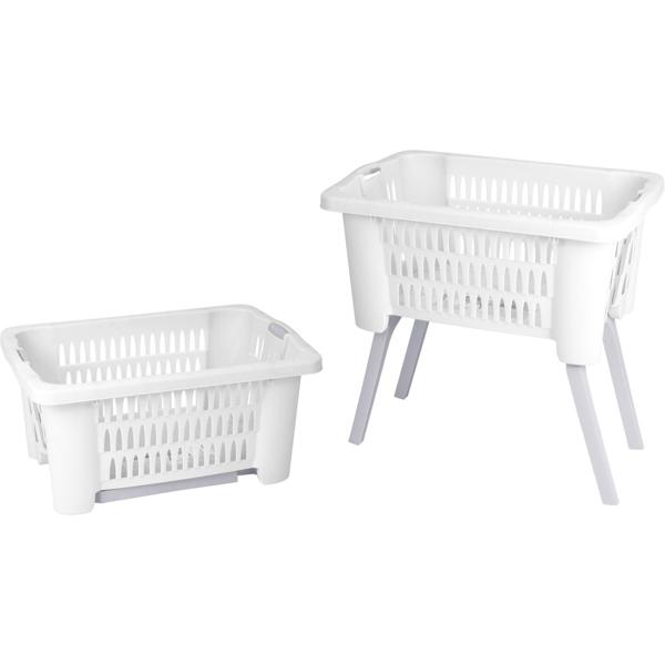 Wäschekorb mit Beinen, weiss, 60 x 40 x 60 cm