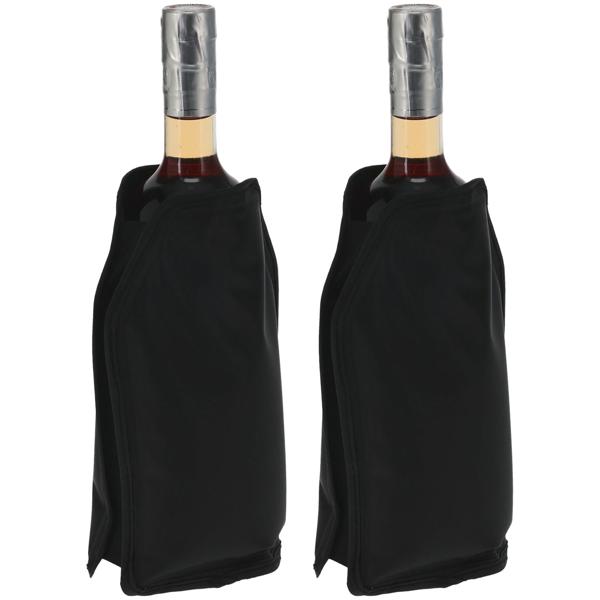 Set di 2 fasce raffreddabottiglie nere – Fascia flessibile per bottiglie di vino, bottiglie di spumante e bevande con imbottitura in gel, leggera e maneggevole