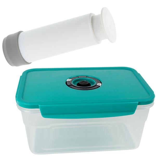 Boîte de conservation sous vide 1200ml - Fermeture à clic étanche, pompe incluse - Sans BPA, compatible congélation, affichage date