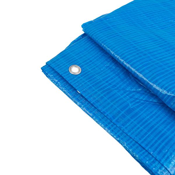 Lot de 2 bâches de protection - résistant aux intempéries - tissu polyéthylène - 4x6m - bleu - œillets de fixation - multifonction