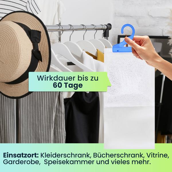 Effektive Luftentfeuchter für Kleiderschränke, 3 Stück, je 450ml, zum Aufhängen, Schrankentfeuchter gegen Schimmel und Gerüche