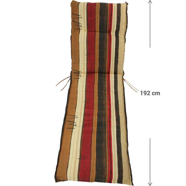 Coussin pour chaise longue, motif à rayures, tons terre, coussin pour chaise longue à roulettes, 192 cm, idéal pour chaises longues de jardin et bains de soleil