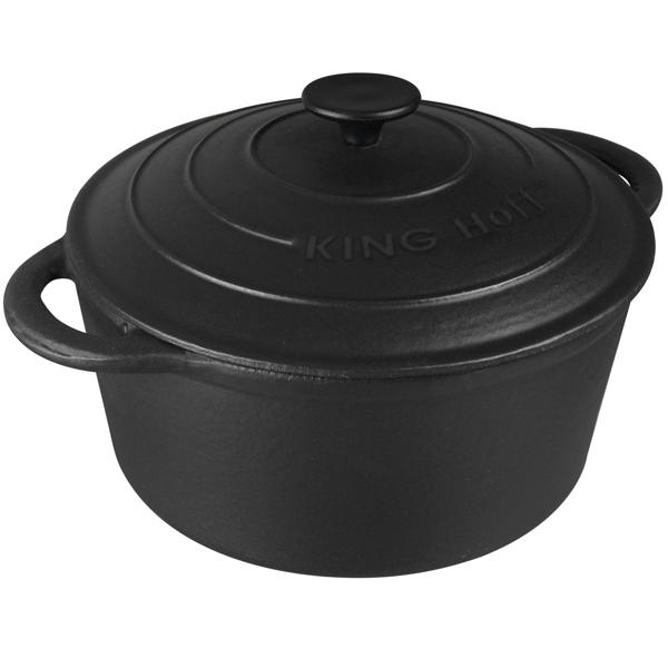Massiver Gusseisen Topf 21 cm (2,4L) schwarz für Generationen - Hochwertiger Grauguss zum Braten, Backen, Schmoren - Unverwüstlich & vielseitig