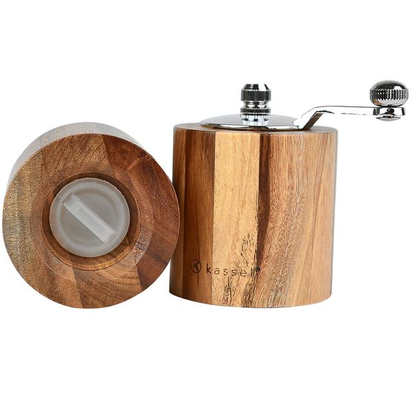 Salzstreuer und Pfeffermühle, Akazienholz, Keramikmahlwerk