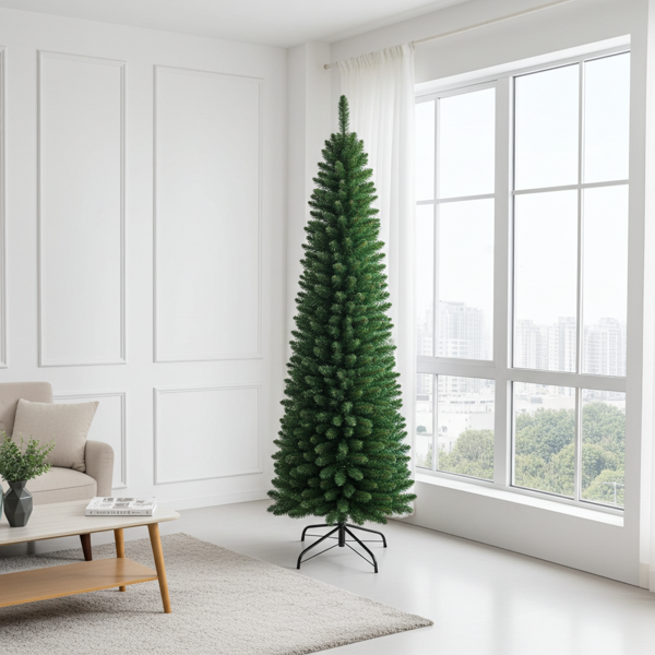 Künstlicher Weihnachtsbaum 180cm dunkelgrün - Ideal für jede Wohnung & Büro - Wiederverwendbar - Platzsparend lagerbar - Polyvinyl - Schneller Aufbau