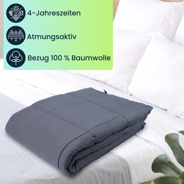 Komfort Gewichtsdecke 150 x 200cm, 7kg – Premium Baumwolle & Glasperlen für tiefe Entspannung, besseren Schlaf & Stressreduktion