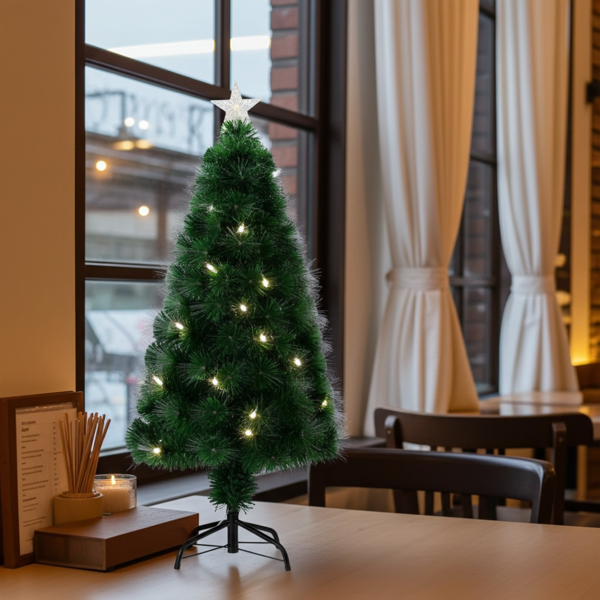 Weihnachtsbaum Naturfaseroptik - 60 warmweisse LEDs & beleuchtete Sternspitze - Ideal für gemütliche Adventsstimmung & kleine Räume - H 60 cm - Wiederverwendbar