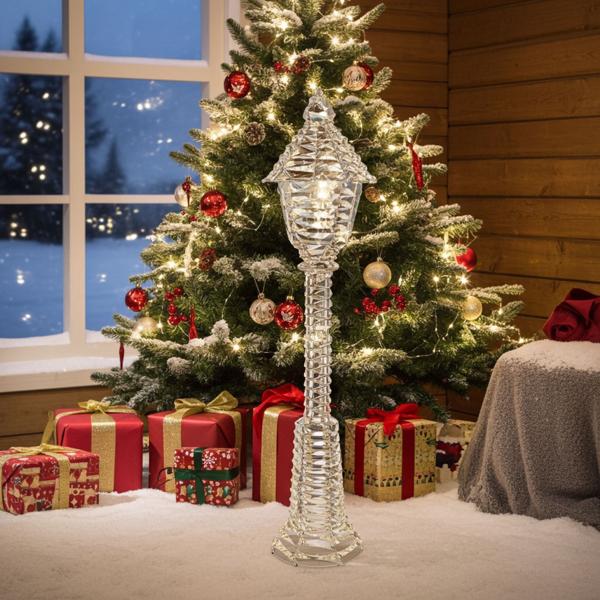 Lanterne LED dorée 720 Micro-LED - Éclairage romantique pour fêtes de Noël - Minuterie IP44 - 30x30x140cm