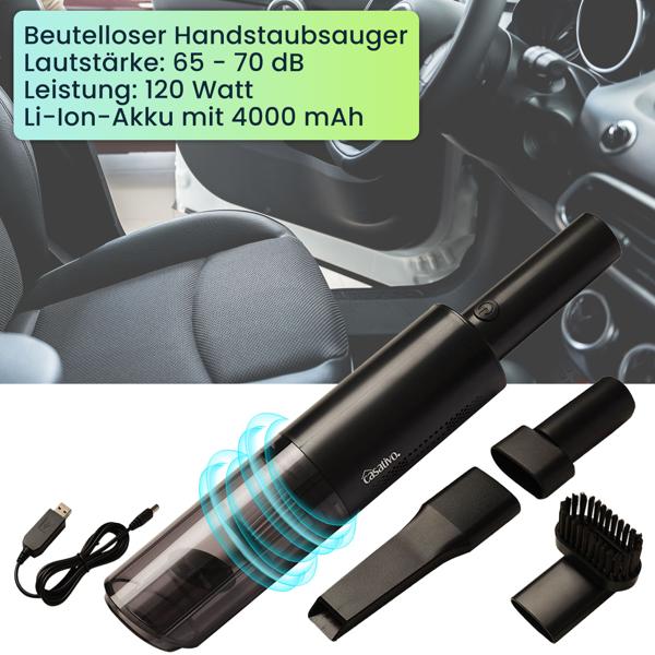 Moderner Profi Akku-Handstaubsauger mit HEPA-Filter, beutellos, starke 6000 Pa, 120 W, USB für Zuhause, Büro, Auto