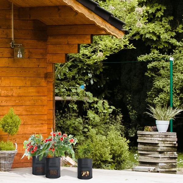 Atmungsaktive 10L Pflanzen-Wachstumssäcke aus Filz, 5er-Set, mit Tragegriffen und Sichtfenster, für Gemüse, Beeren und mehr, leicht und robust