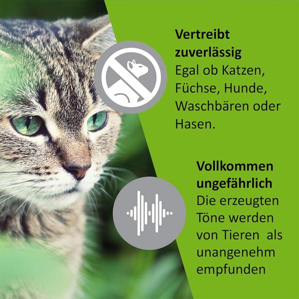Universal Ultraschall-Tiervertreiber, Solar & Akku, bis 40 m², Hunde- & Katzenschreck, mobil, sichere Tierabwehr, ohne Chemie