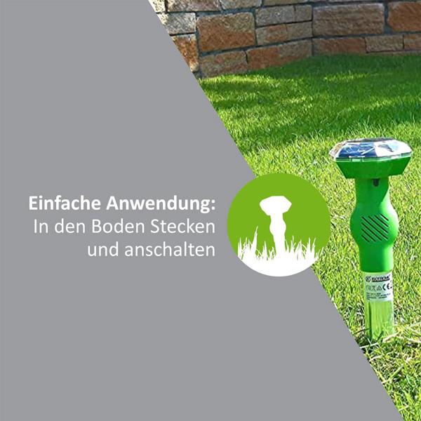 2er-Set Universal Ultraschall-Tiervertreiber, Solar & Akku, bis 40 m², Hunde- & Katzenschreck, mobil, sichere Tierabwehr, ohne Chemie