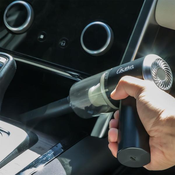 Aspirapolvere portatile compatto a batteria con luce LED, potente filtro HEPA e potenza di aspirazione di 3 kPa, nero - ideale per auto e casa