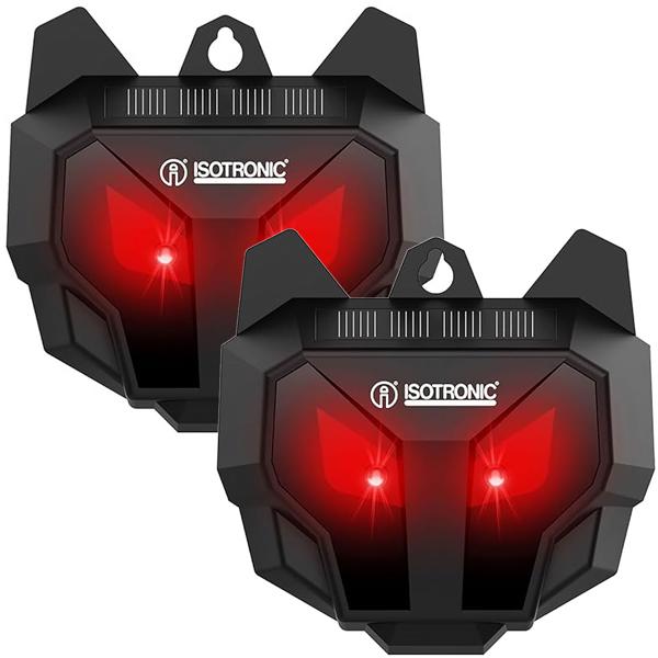 2er-Set Tierabwehr gegen Wildtiere - Vertreibt Füchse, Marder, Waschbären nachts mit blinkenden LEDs - Solarbetrieben, Dämmerungssensor, IP44