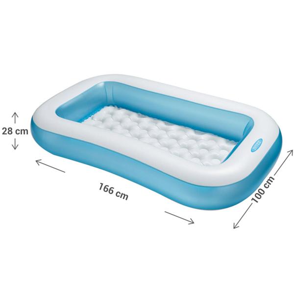 Planschbecken Baby 166x100x28 cm - Aufblasbares Baby-Schwimmbecken für sichere erste Planschversuche - Weicher Boden & Rand - Robustes Polyvinyl Material