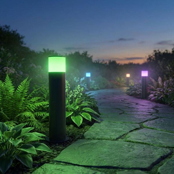 Luce da giardino Premium Smartlife: ZigBee, RGB, luce bianca calda, controllo tramite app- Robusta luce da sentiero in alluminio, 2700K, resistente alle intemperie IP65