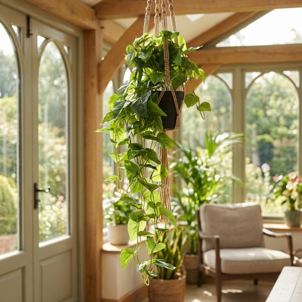 Künstliche Hängepflanze 80 cm, täuschend echt - Sofort mehr Grün - Pflegeleichte Deko für Wände - auch für dunkle Ecken