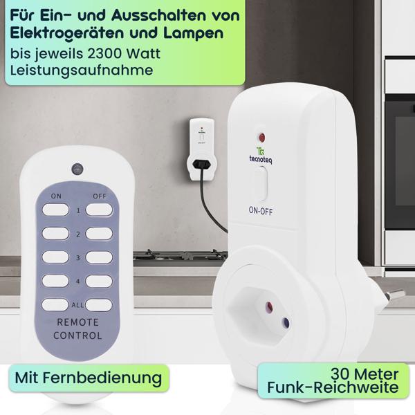 Funksteckdosen 3er-Set (T13) mit Fernbedienung – Kabellose Steckdosen für Zuhause, 30m Funk-Reichweite & energieeffizient